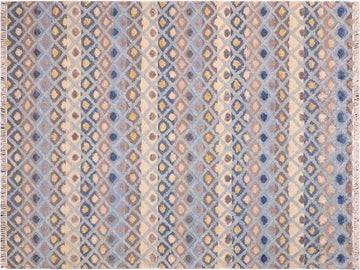 handmade Modern Moroccan Hi Blue Beige Hand Knotted RECTANGLE 100% WOOL area rug 6x9